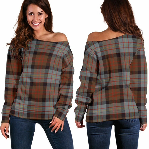 Cameron of Erracht Weathered Tartan Classic Women Off Shoulder Sweatshirt