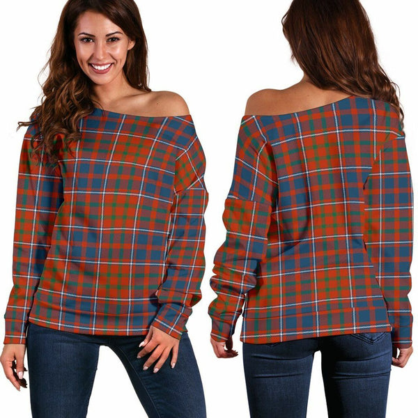 Cameron of Lochiel Ancient Tartan Classic Women Off Shoulder Sweatshirt