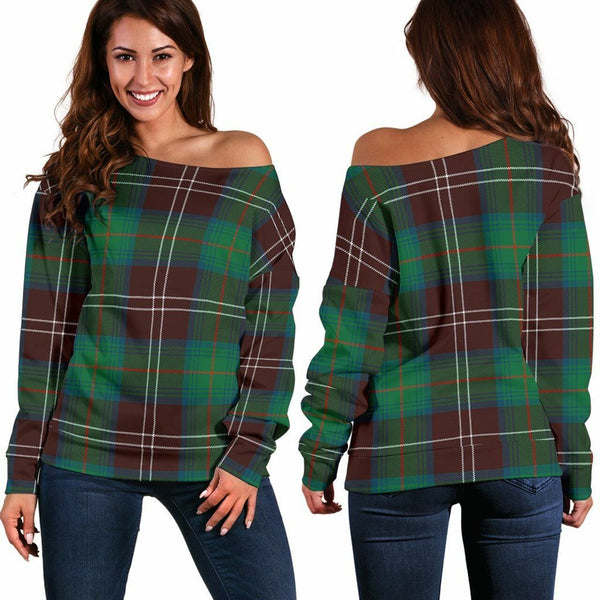 Chisholm Hunting Ancient Tartan Classic Women Off Shoulder Sweatshirt