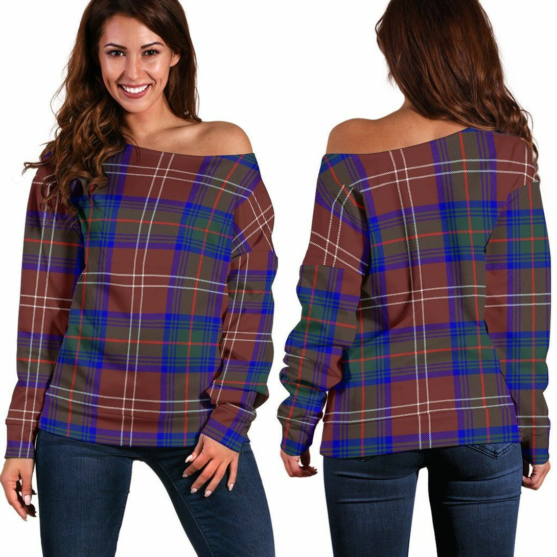 Chisholm Hunting Modern Tartan Classic Women Off Shoulder Sweatshirt