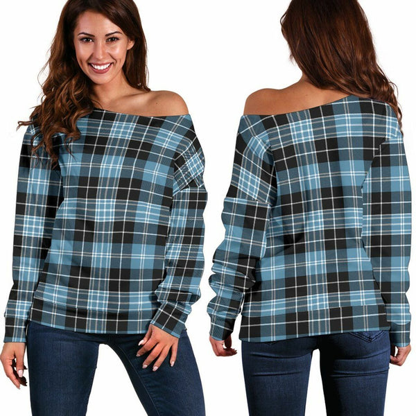 Clark Ancient Tartan Classic Women Off Shoulder Sweatshirt