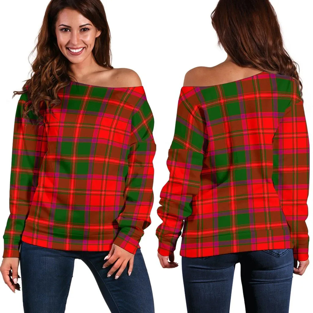 Crief District Tartan Classic Women Off Shoulder Sweatshirt