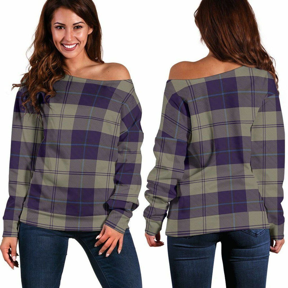 Cunningham Dress Blue Dancers Tartan Classic Women Off Shoulder Sweatshirt