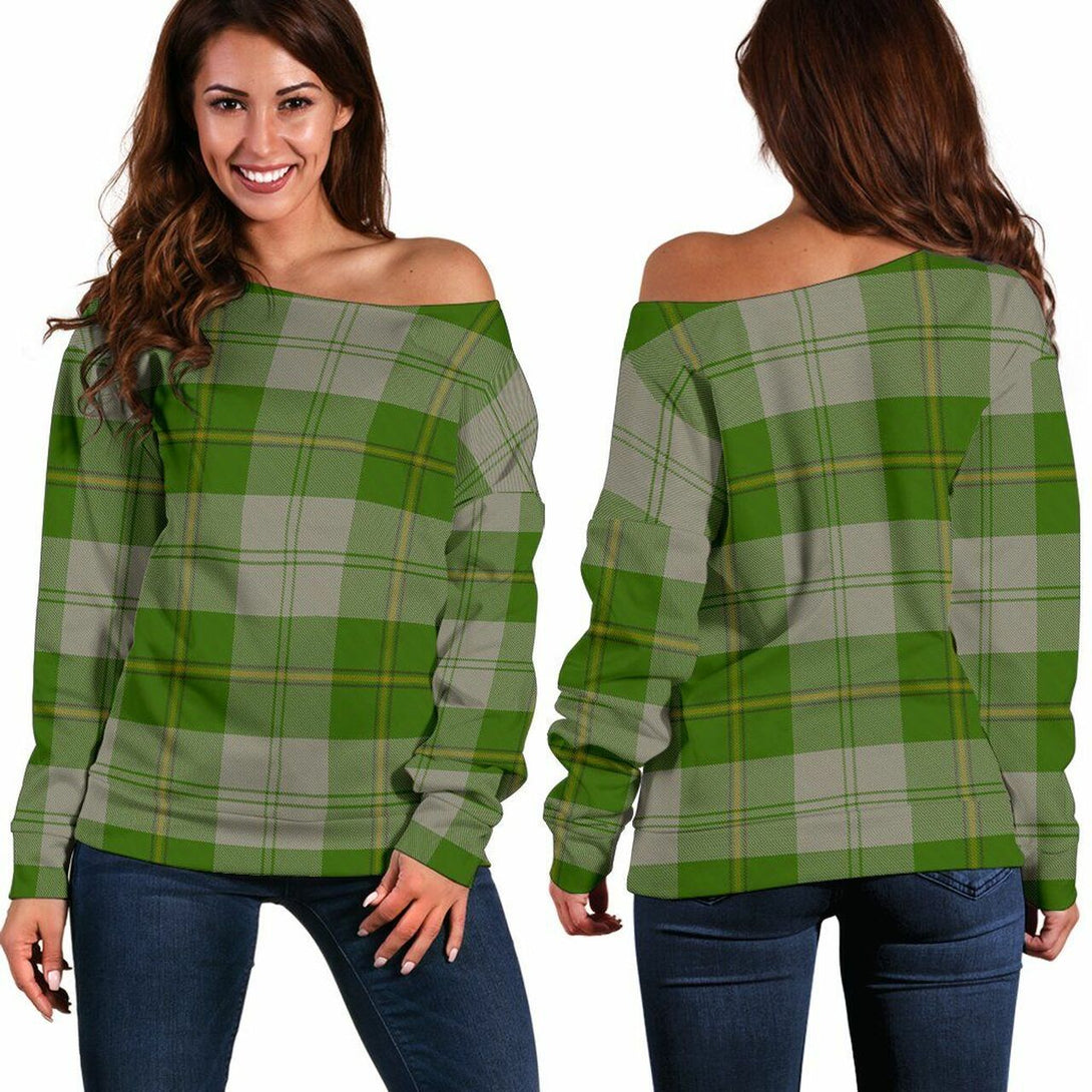 Cunningham Dress Green Dancers Tartan Classic Women Off Shoulder Sweatshirt