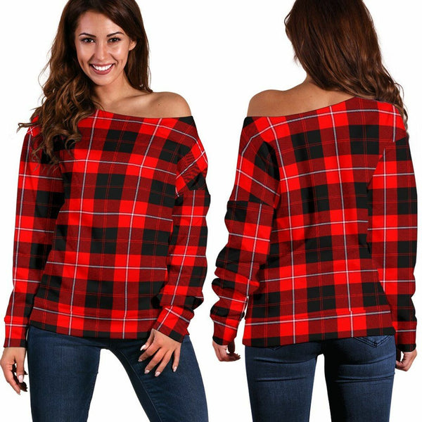 Cunningham Modern Tartan Classic Women Off Shoulder Sweatshirt