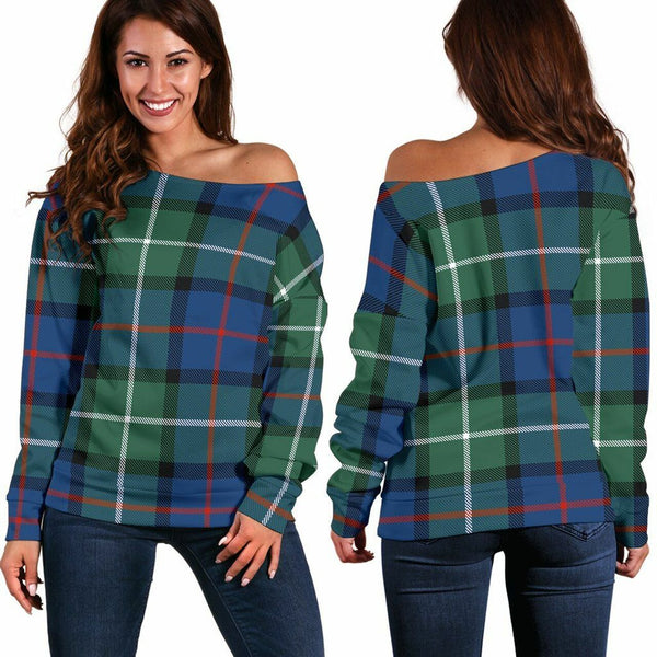 Davidson of Tulloch Tartan Classic Women Off Shoulder Sweatshirt