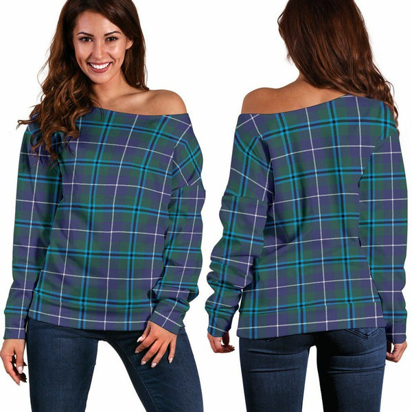 Douglas Modern Tartan Classic Women Off Shoulder Sweatshirt