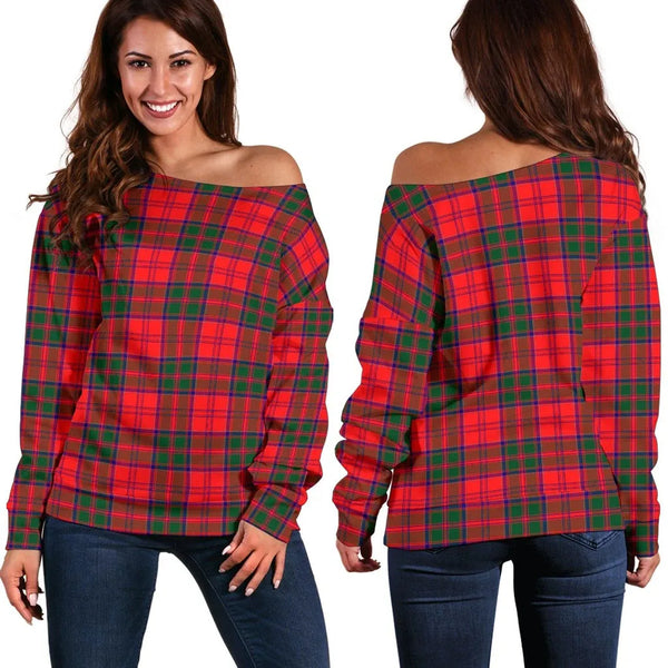 Drummond Modern Tartan Classic Women Off Shoulder Sweatshirt