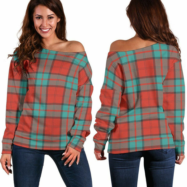 Dunbar Ancient Tartan Classic Women Off Shoulder Sweatshirt