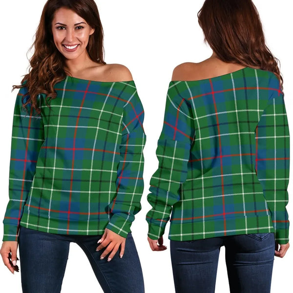 Duncan Ancient Tartan Classic Women Off Shoulder Sweatshirt