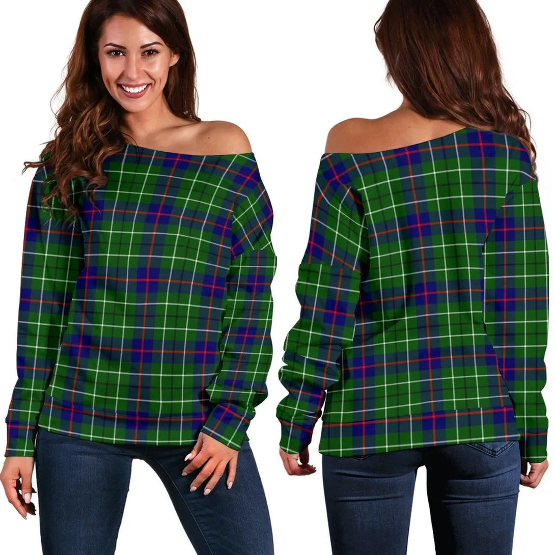 Duncan Modern Tartan Classic Women Off Shoulder Sweatshirt