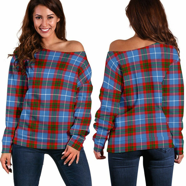 Edinburgh District Tartan Classic Women Off Shoulder Sweatshirt