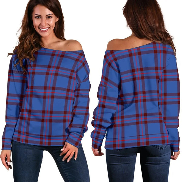 Elliot Modern Tartan Classic Women Off Shoulder Sweatshirt