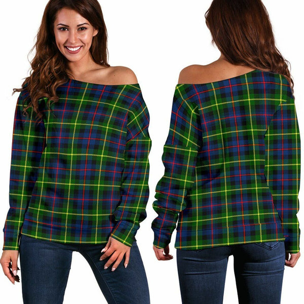 Farquharson Modern Tartan Classic Women Off Shoulder Sweatshirt