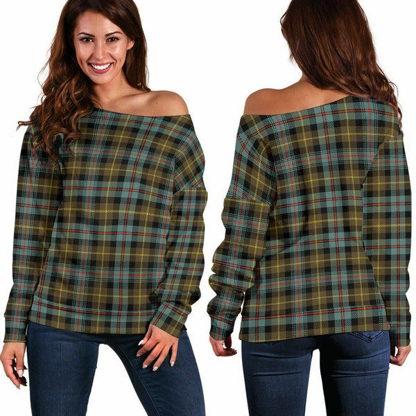 Farquharson Weathered Tartan Classic Women Off Shoulder Sweatshirt