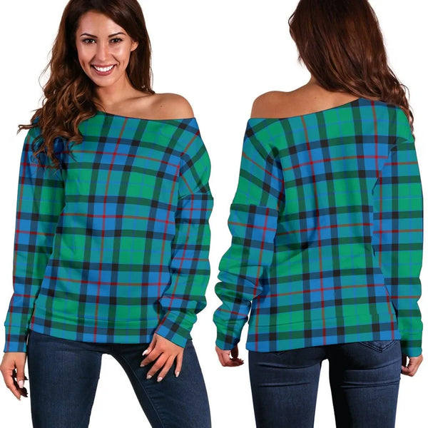 Flower of Scotland Tartan Classic Women Off Shoulder Sweatshirt