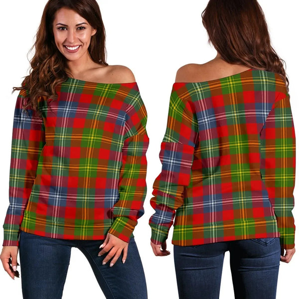 Forrester Tartan Classic Women Off Shoulder Sweatshirt