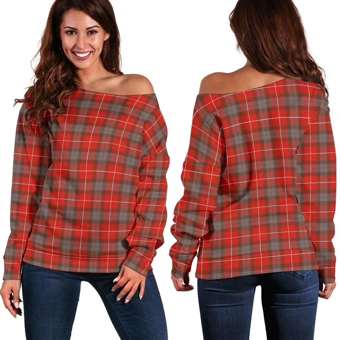 Fraser Weathered Tartan Classic Women Off Shoulder Sweatshirt