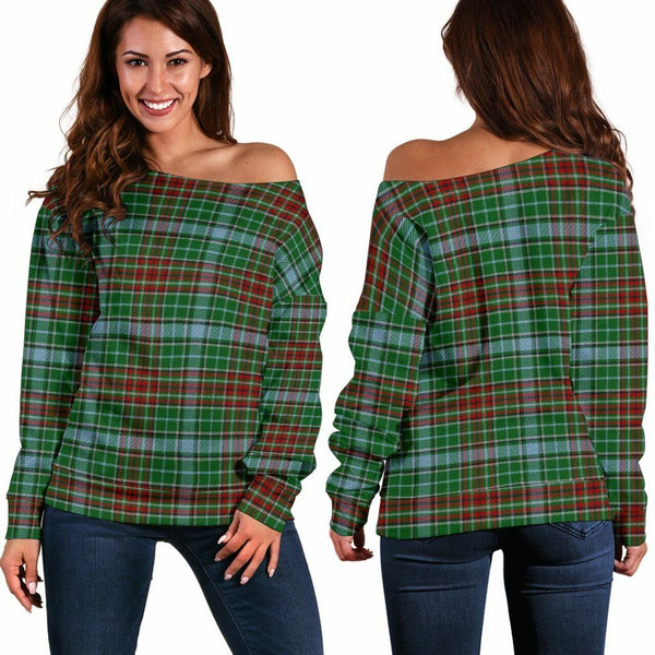 Gayre Tartan Classic Women Off Shoulder Sweatshirt