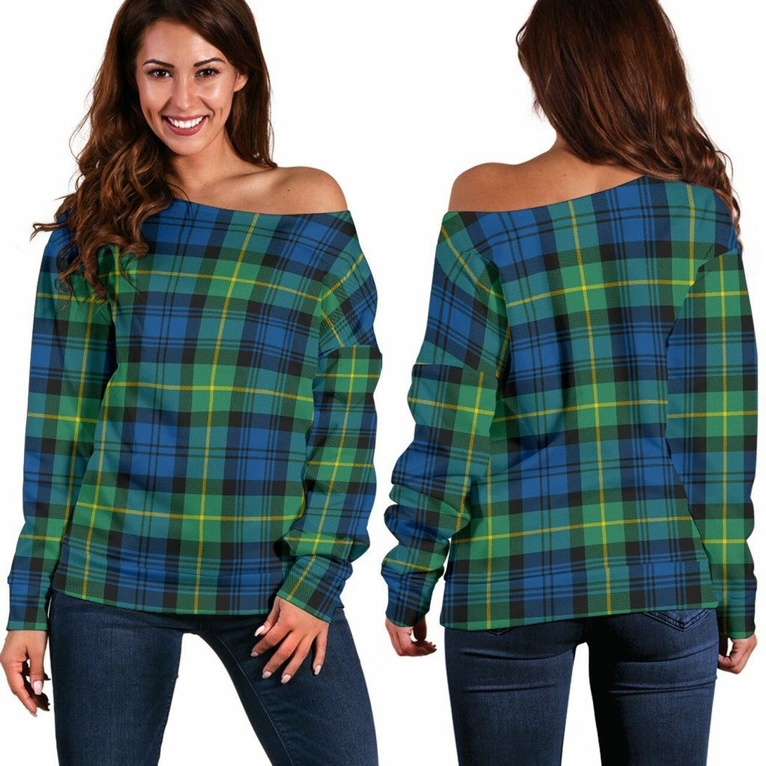 Gordon Ancient Tartan Classic Women Off Shoulder Sweatshirt