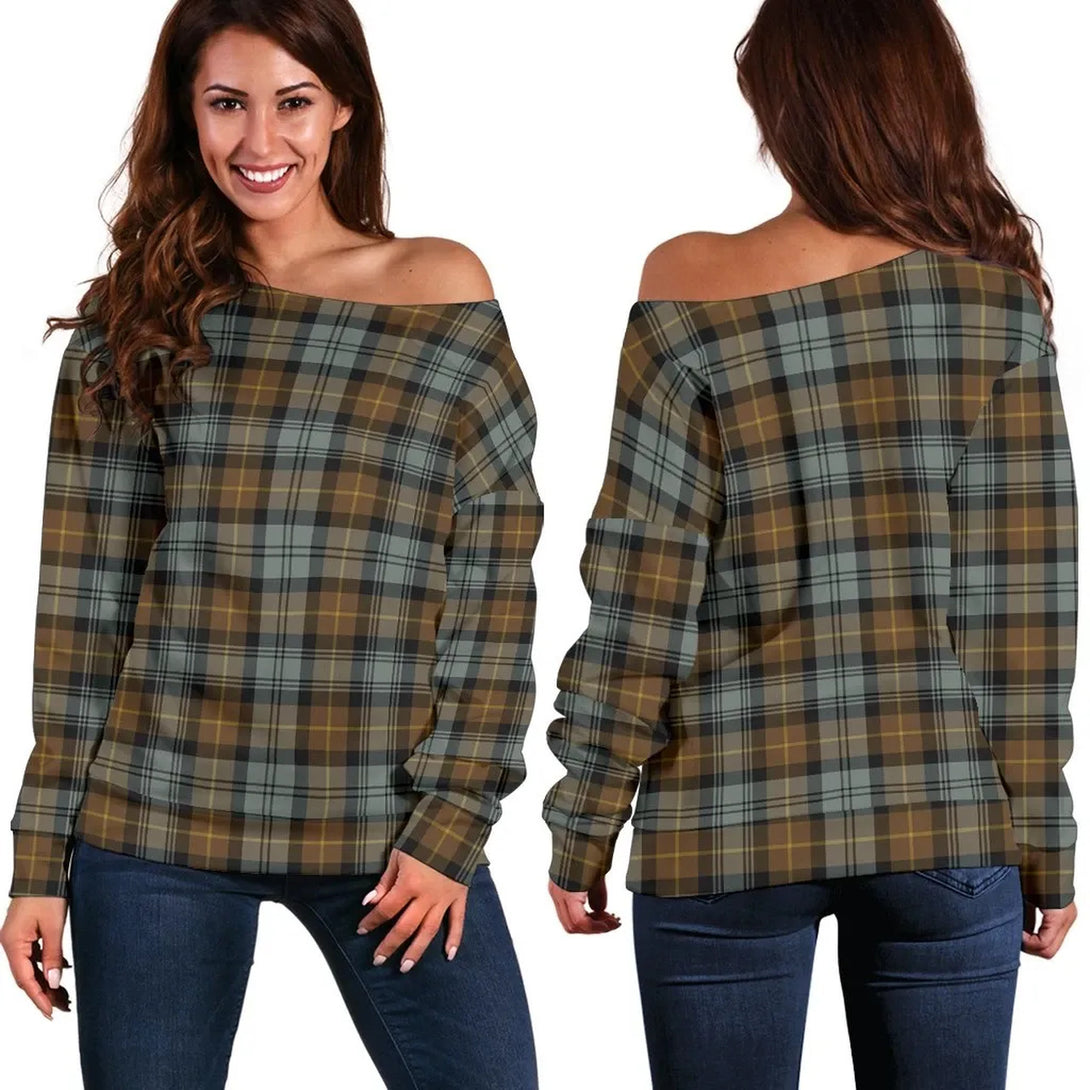 Gordon Weathered Tartan Classic Women Off Shoulder Sweatshirt