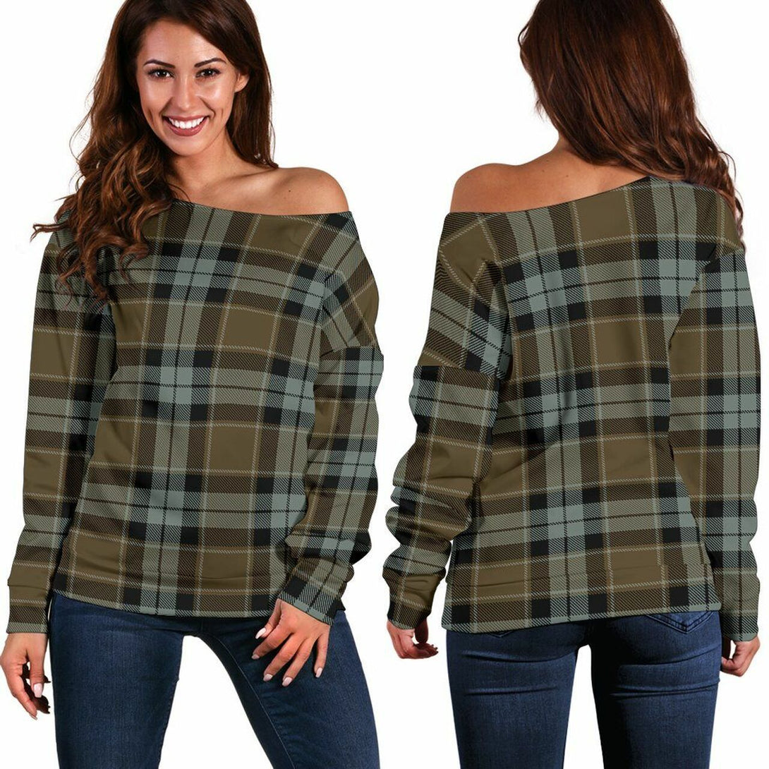 Graham of Menteith Weathered Tartan Classic Women Off Shoulder Sweatshirt