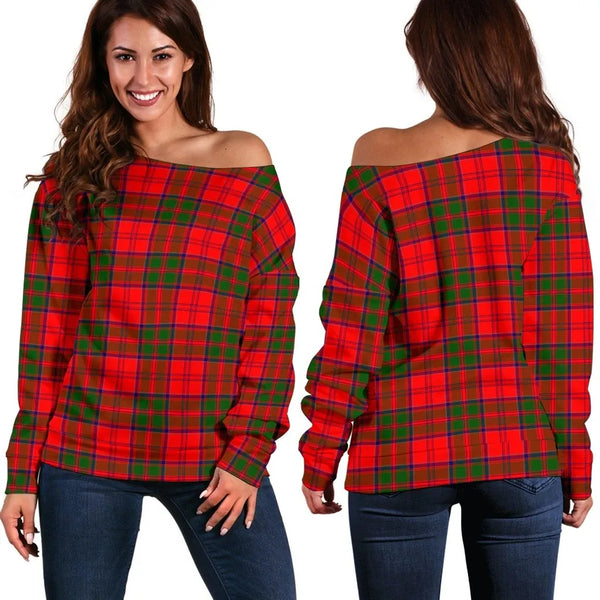 Grant Modern Tartan Classic Women Off Shoulder Sweatshirt