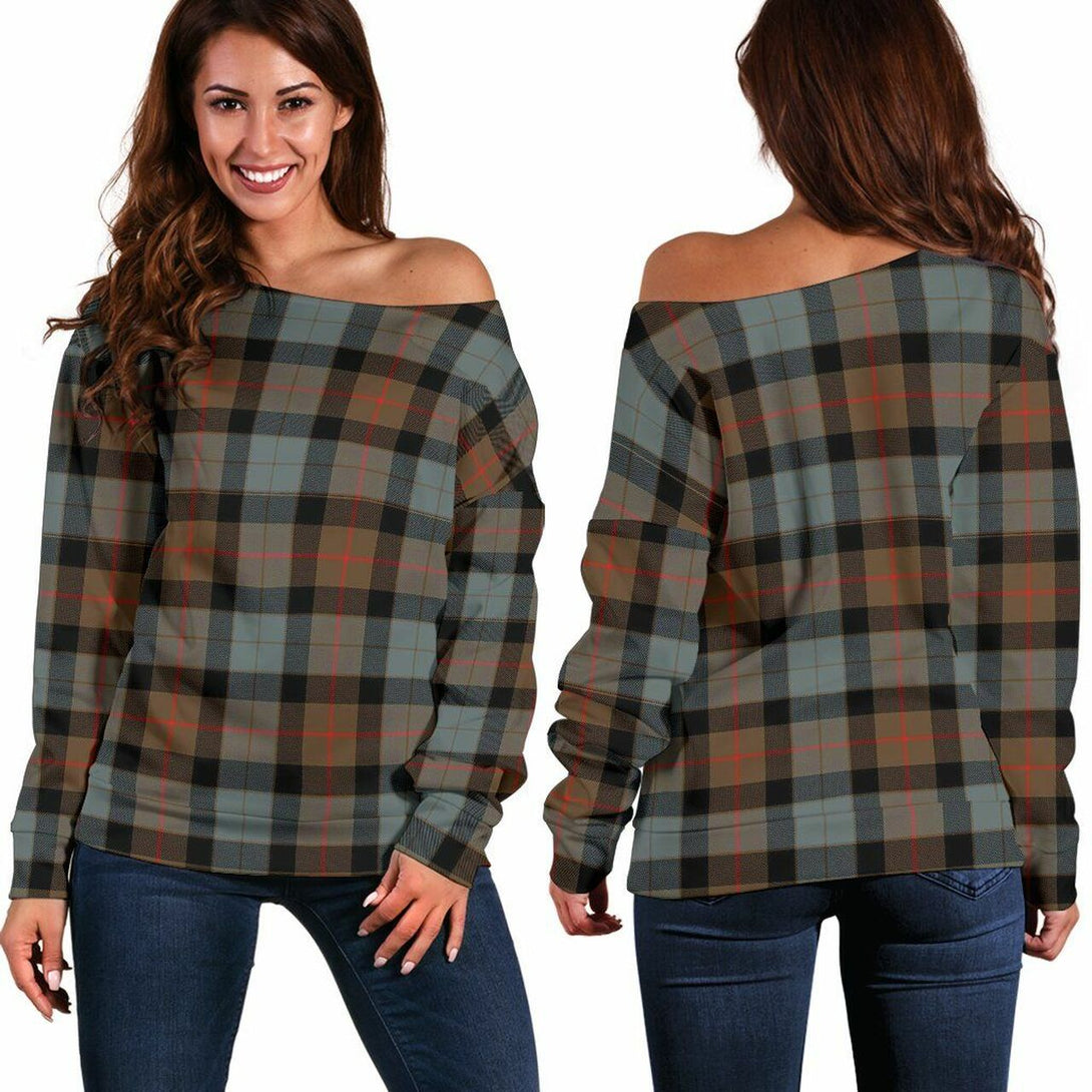 Gunn Weathered Tartan Classic Women Off Shoulder Sweatshirt