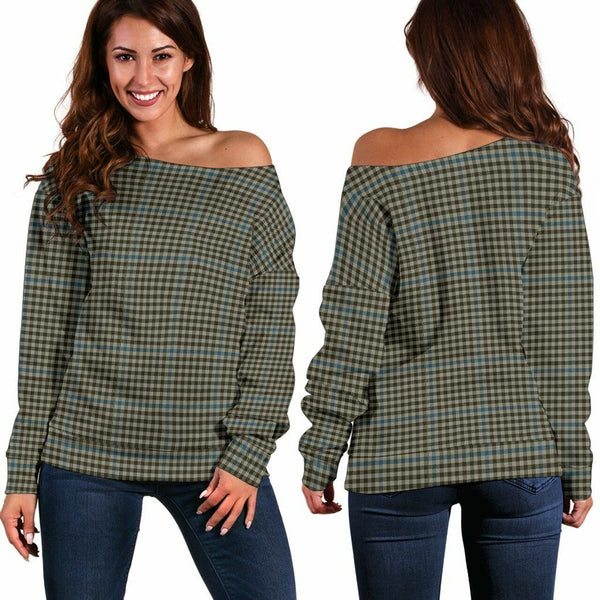 Haig Check Tartan Classic Women Off Shoulder Sweatshirt