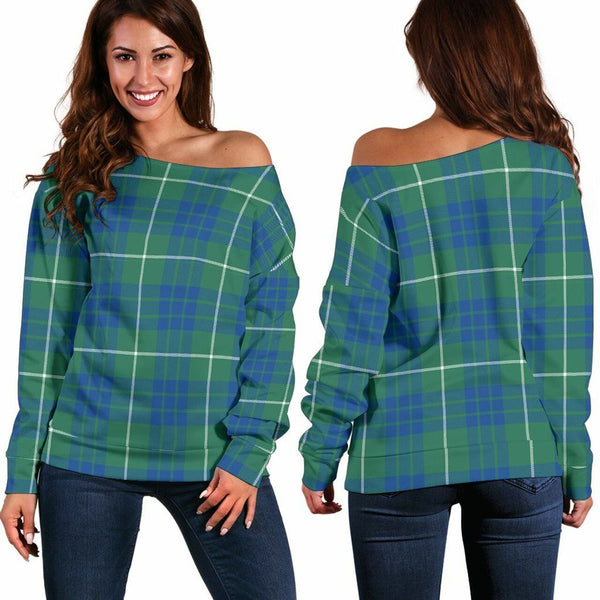 Hamilton Hunting Ancient Tartan Classic Women Off Shoulder Sweatshirt