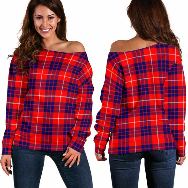 Hamilton Modern Tartan Classic Women Off Shoulder Sweatshirt