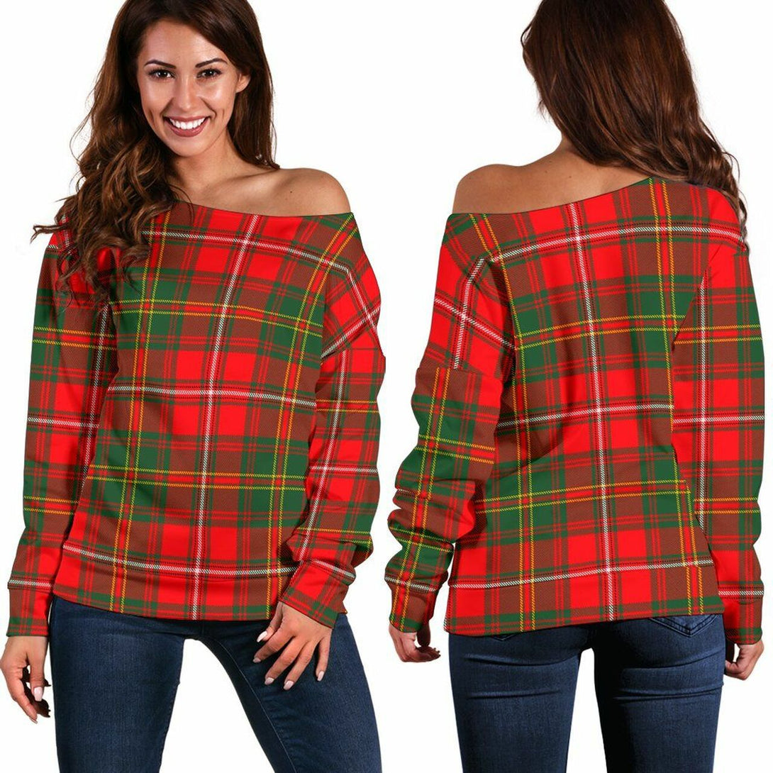 Hay Modern Tartan Classic Women Off Shoulder Sweatshirt