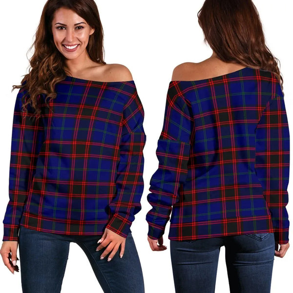 Home Modern Tartan Classic Women Off Shoulder Sweatshirt