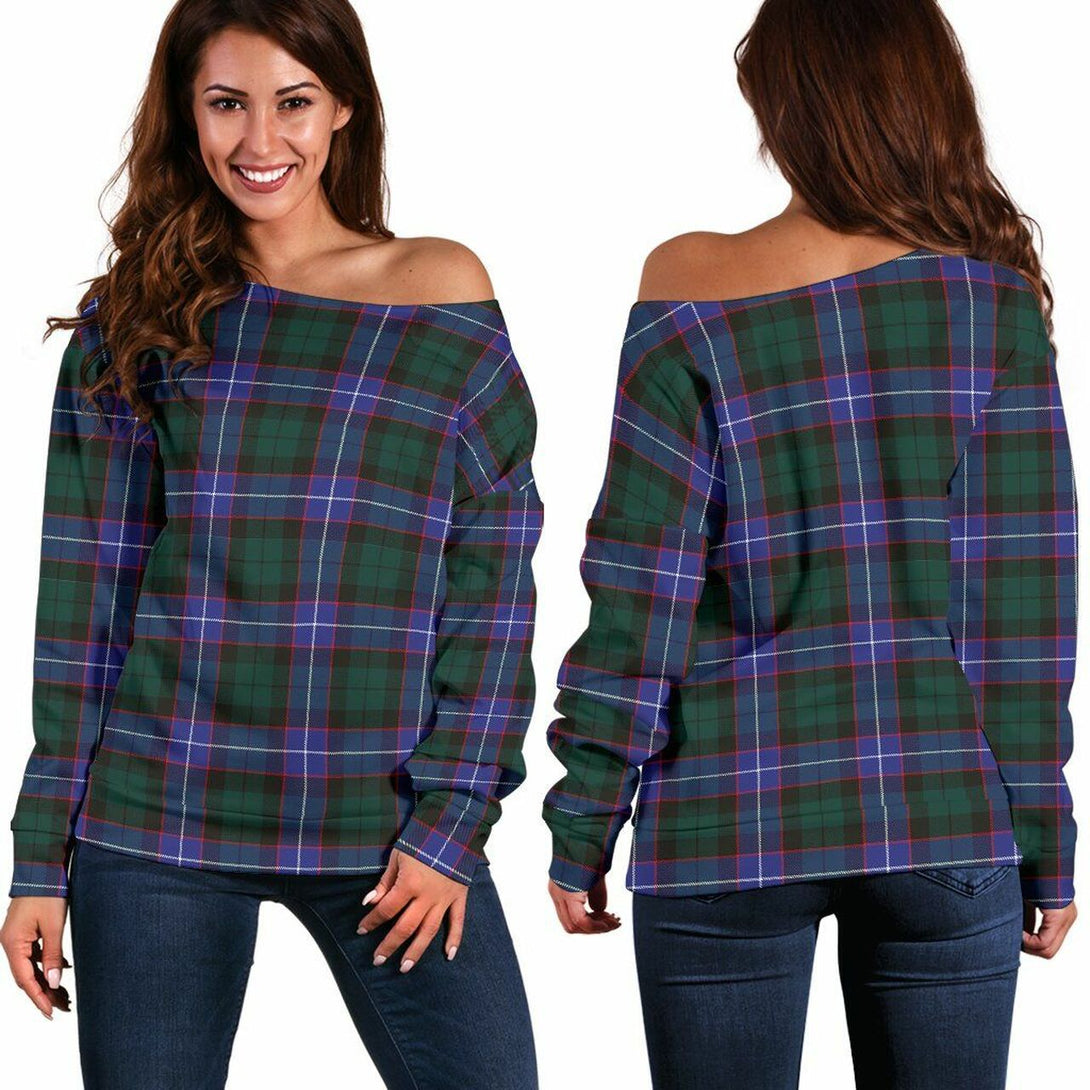 Hunter Modern Tartan Classic Women Off Shoulder Sweatshirt