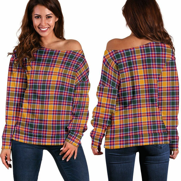 Jacobite Tartan Classic Women Off Shoulder Sweatshirt