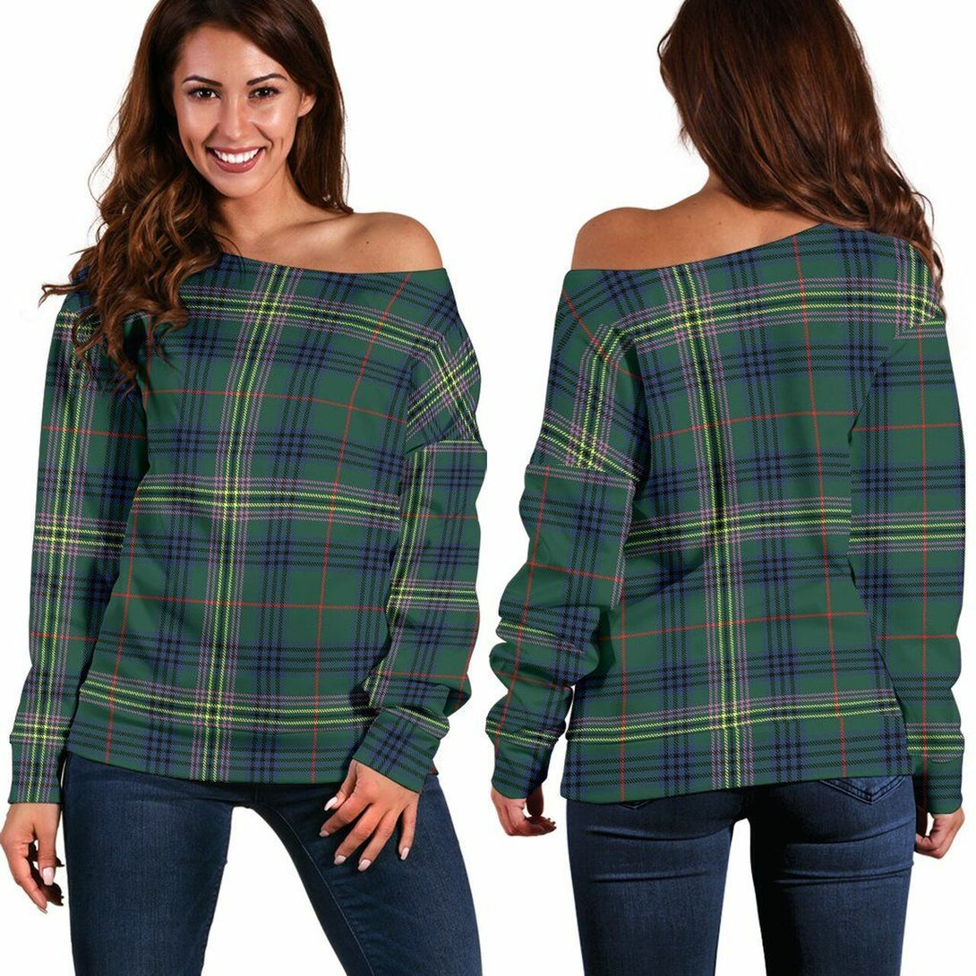 Kennedy Modern Tartan Classic Women Off Shoulder Sweatshirt