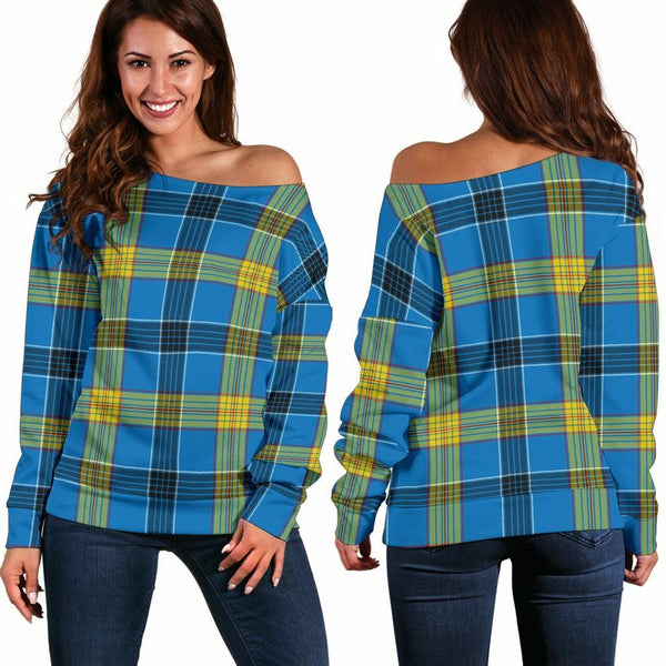 Laing Tartan Classic Women Off Shoulder Sweatshirt