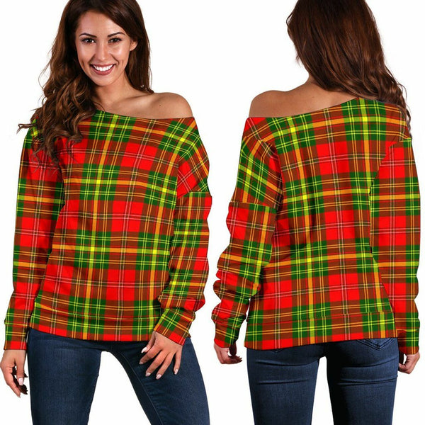 Leask Tartan Classic Women Off Shoulder Sweatshirt