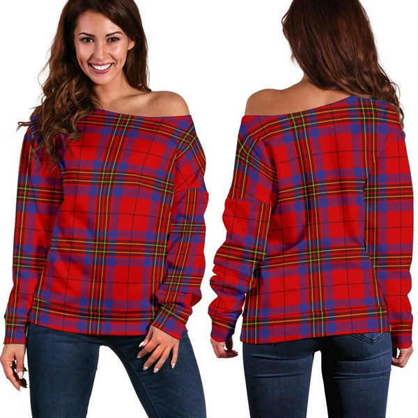 Leslie Modern Tartan Classic Women Off Shoulder Sweatshirt