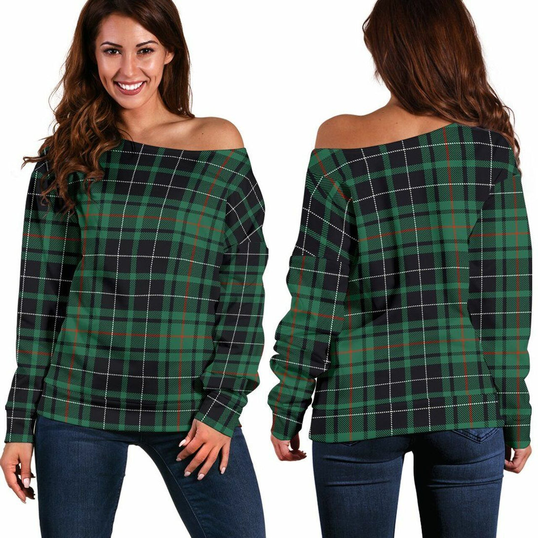 MacAulay Hunting Ancient Tartan Classic Women Off Shoulder Sweatshirt