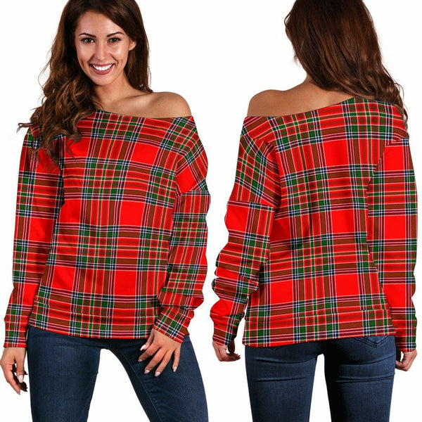 MacBean Modern Tartan Classic Women Off Shoulder Sweatshirt