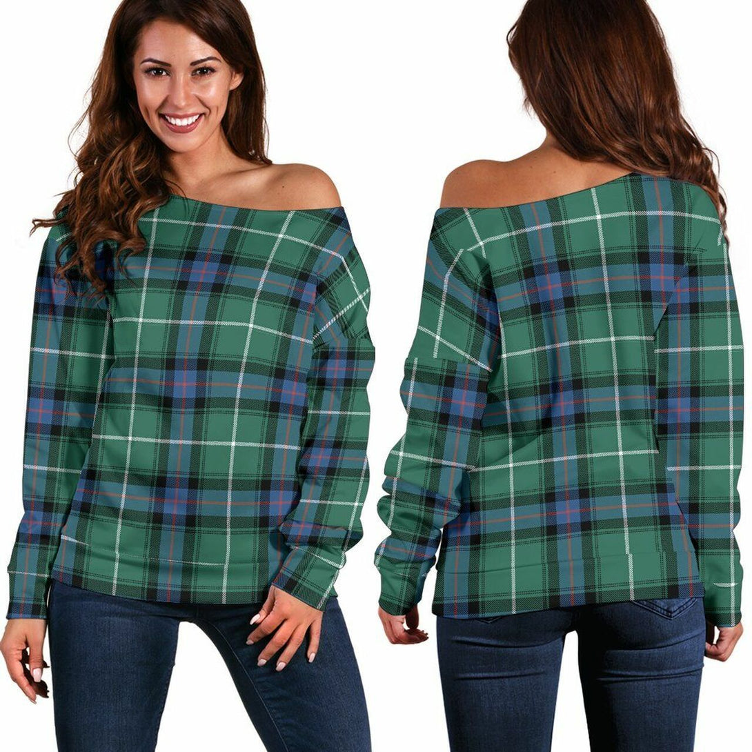 MacDonald of The Isles Hunting Ancient Tartan Classic Women Off Shoulder Sweatshirt