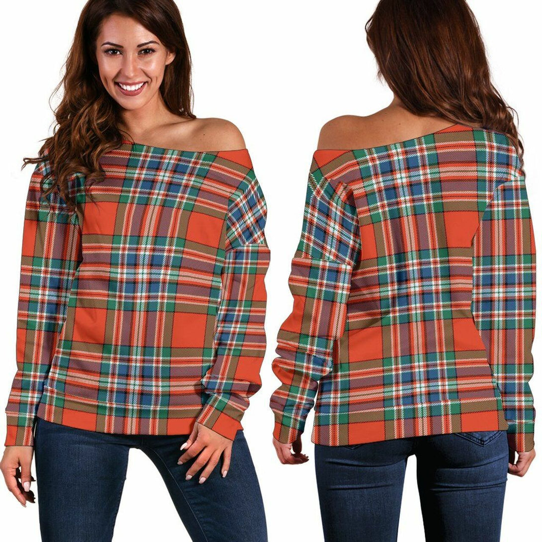 MacFarlane Ancient Tartan Classic Women Off Shoulder Sweatshirt