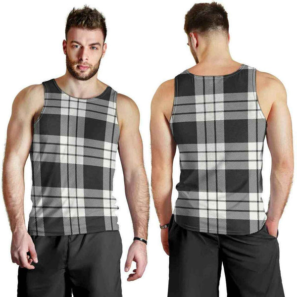 MacFarlane Black & White Ancient Tartan Classic Men Tank Top