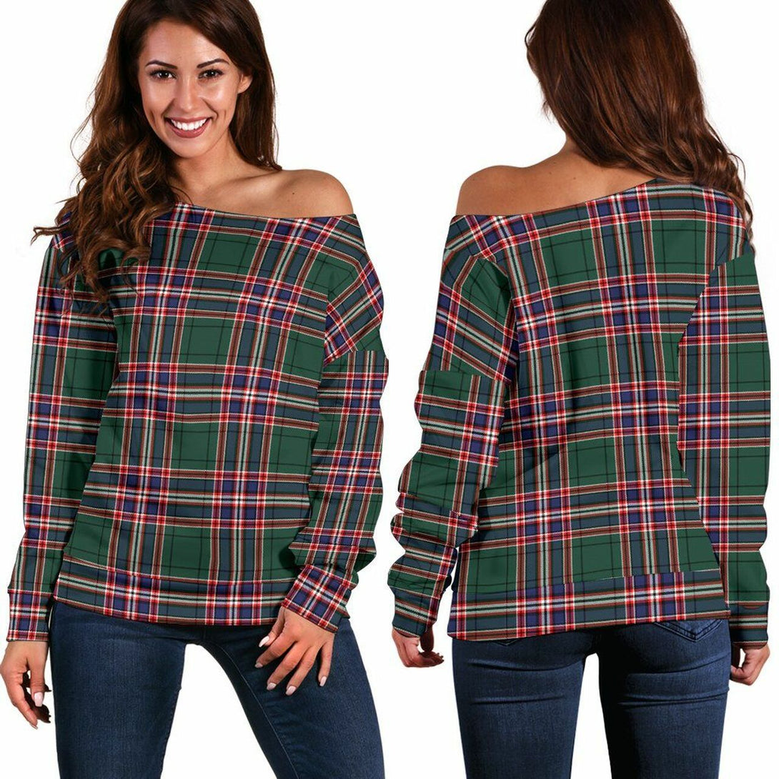 MacFarlane Hunting Modern Tartan Classic Women Off Shoulder Sweatshirt