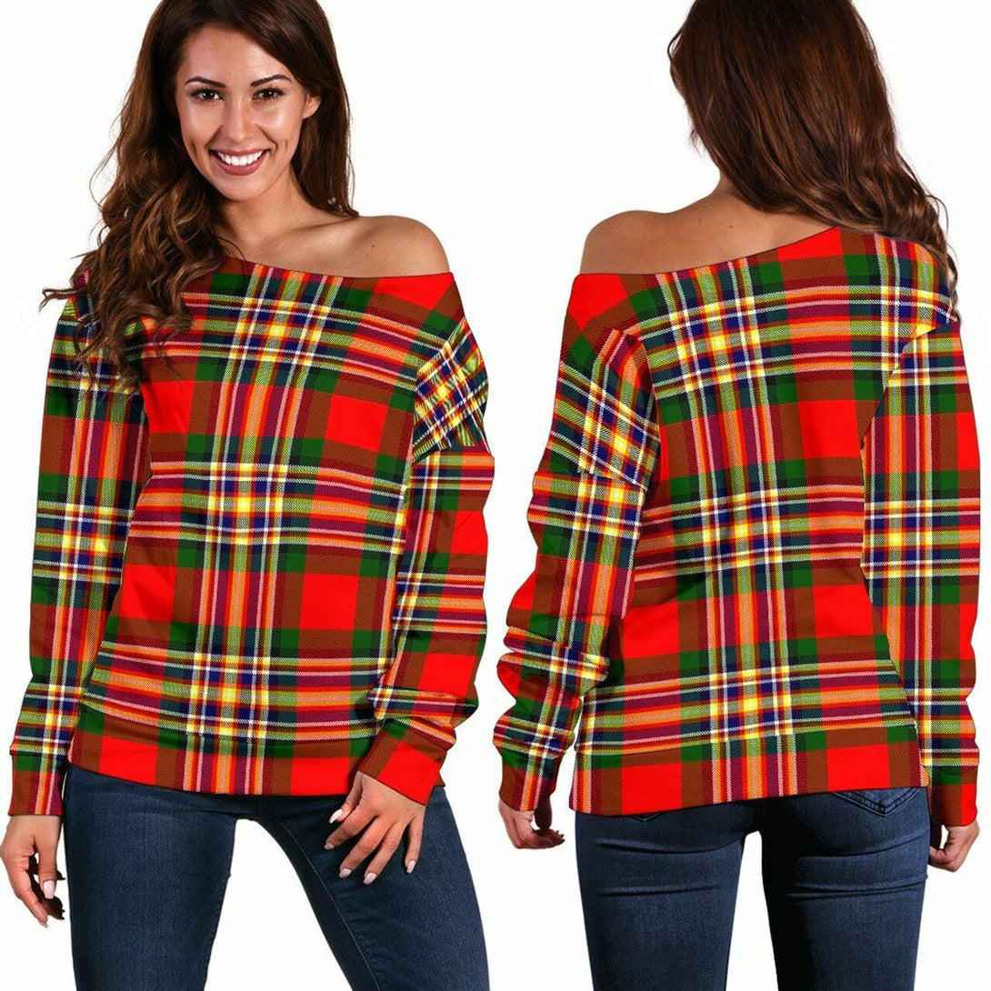 MacGill Modern Tartan Classic Women Off Shoulder Sweatshirt