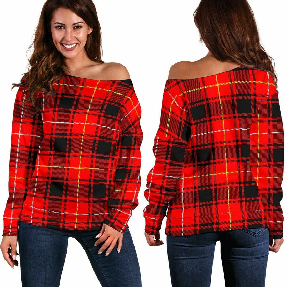 MacIver Modern Tartan Classic Women Off Shoulder Sweatshirt