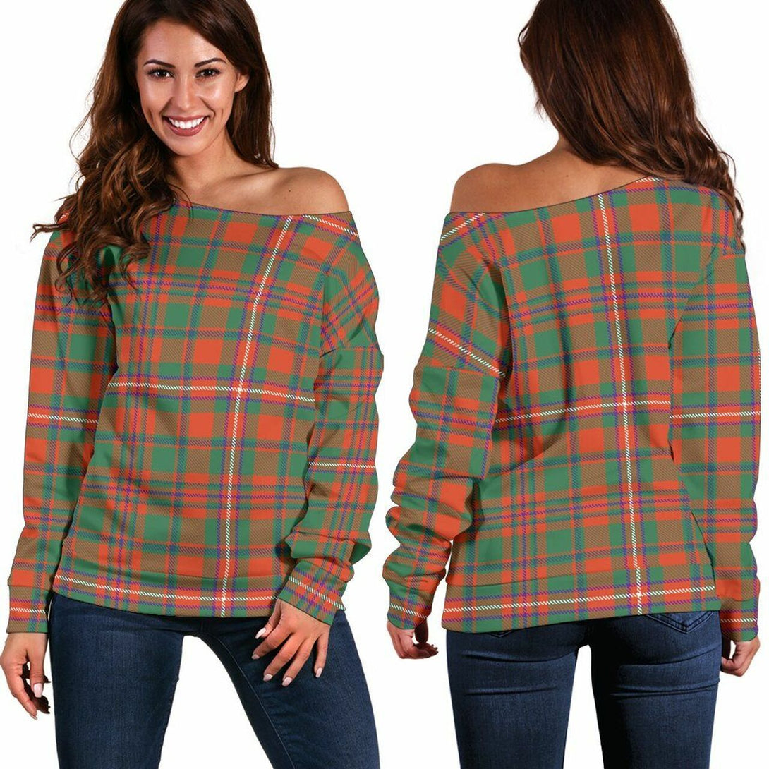 MacKinnon Ancient Tartan Classic Women Off Shoulder Sweatshirt