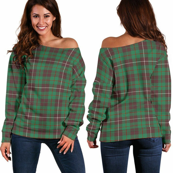 MacKinnon Hunting Ancient Tartan Classic Women Off Shoulder Sweatshirt