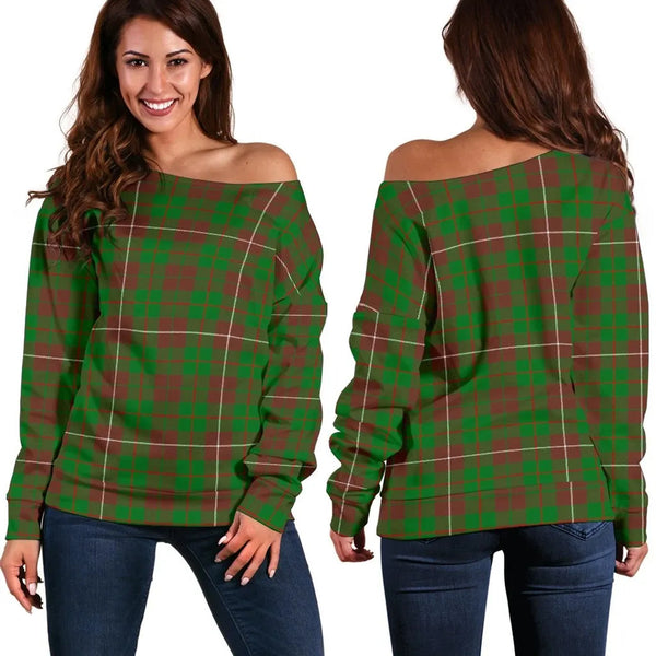 MacKinnon Hunting Modern Tartan Classic Women Off Shoulder Sweatshirt